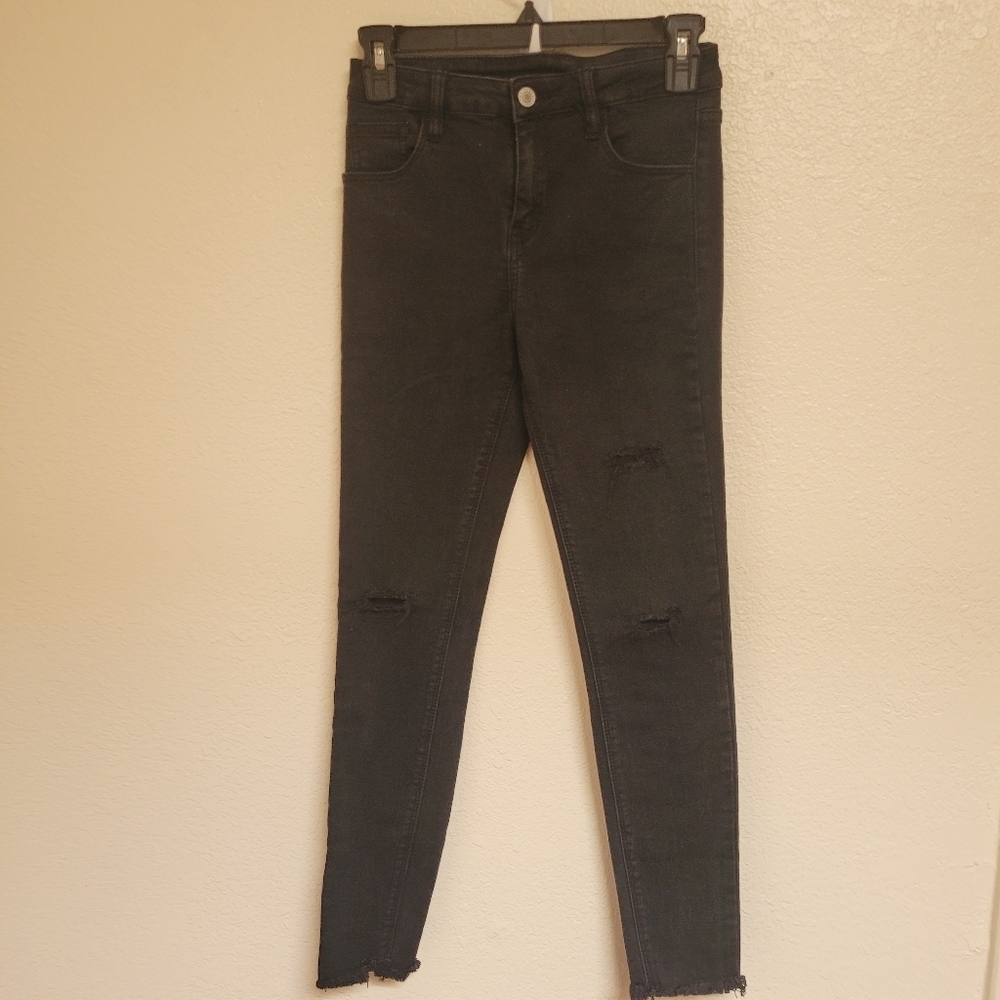 John Galt Black Distressed Skinny Jeans